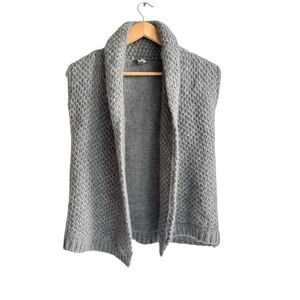 J Jill grey alpaca knit open front shawls collar collar fisherman sweater vest L